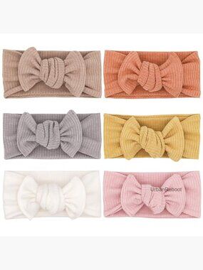 Baby Girls Stretchy Knit Headwraps, 6 Pack, Adjustable